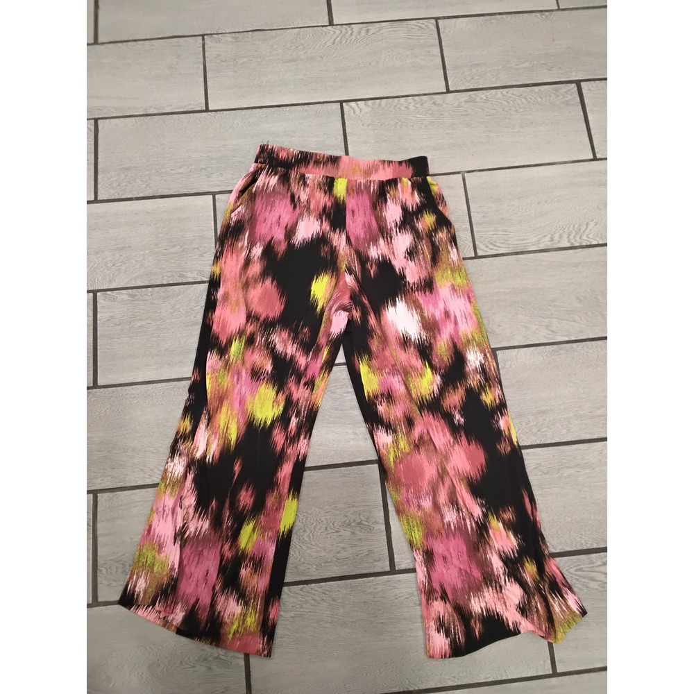 G by Giuliana‎ Pink Yellow Abstract Ikat Wide Leg Pants Womens Size XS